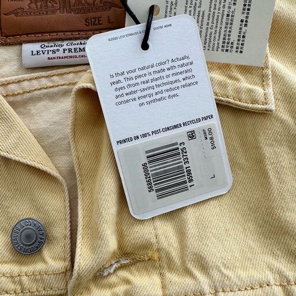 Levi's Men's Light Yellow Denim Jacket Brand New sz Large - Picture 4 of 8